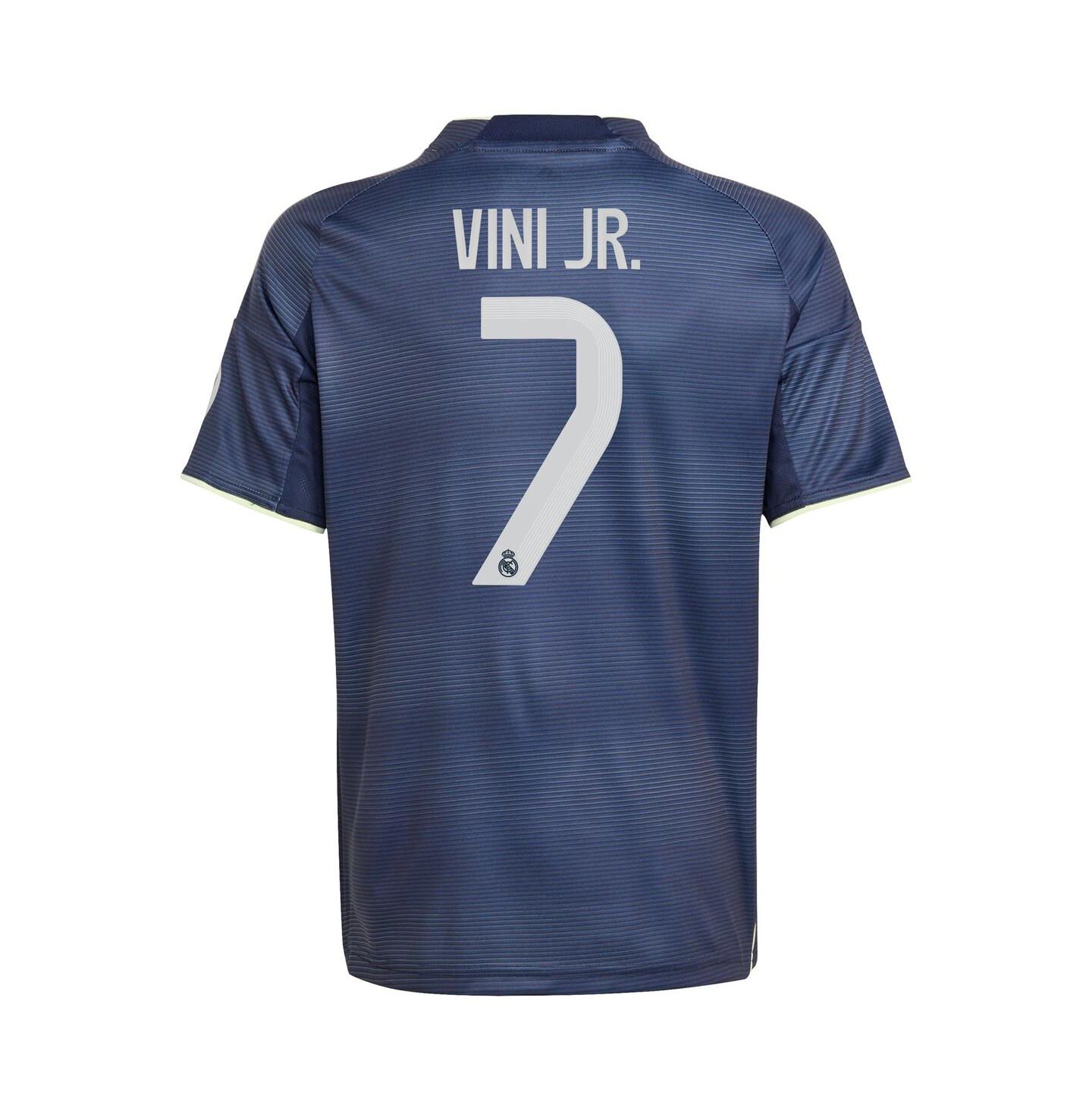Детское джерси adidas Vini Jr. Real Madrid 2025/26 Away Replica Player, Blue — фото 2