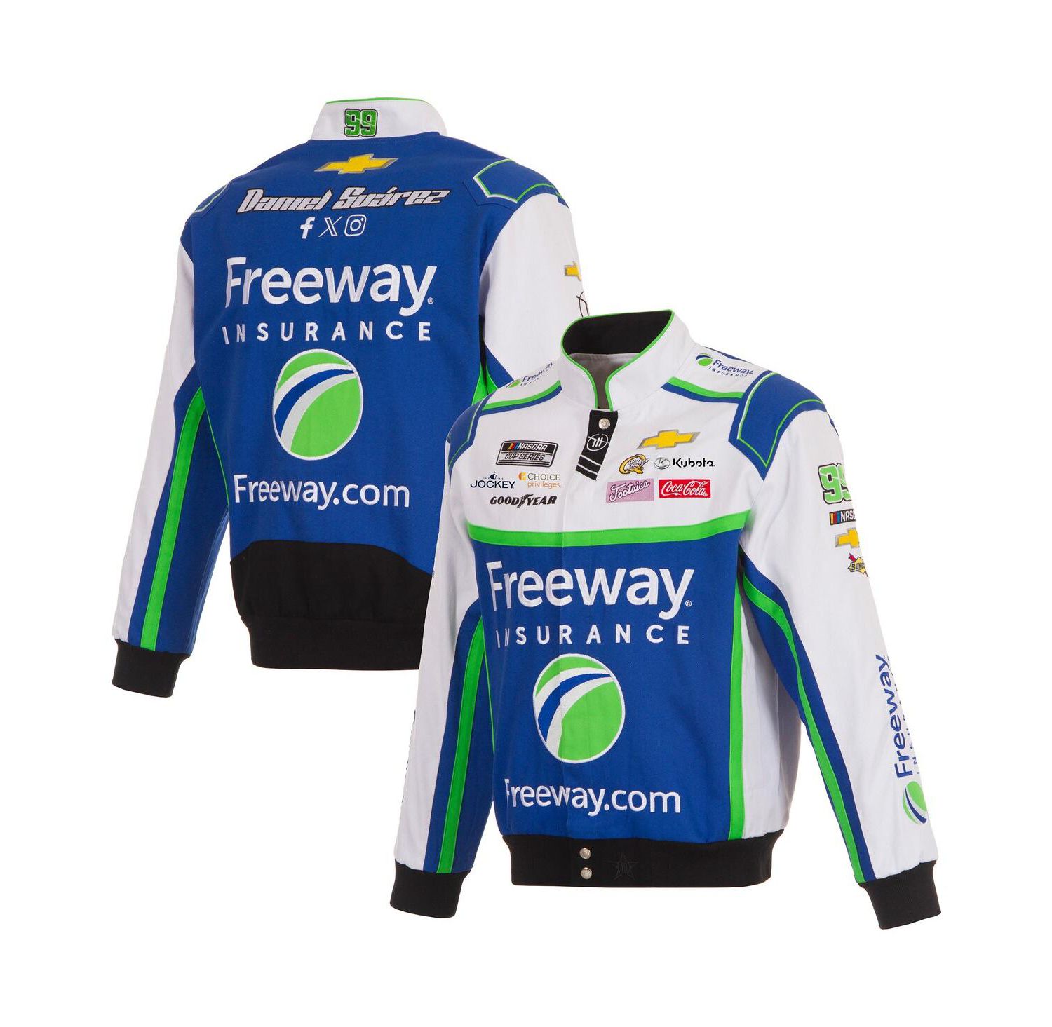 Men's Royal/White Daniel Suarez Freeway Insurance Full-Snap Twill Uniform Jacket