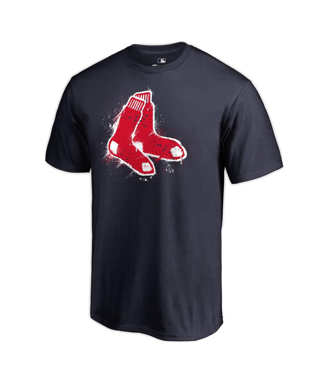 Fanatics Mto Label Men's Navy Boston Red Sox Splatter Logo T-shirt In Blue