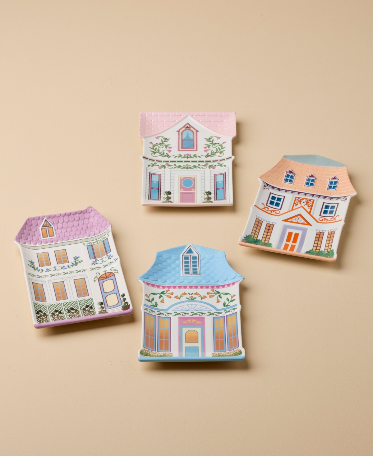 Lenox Village 2nd Edition House Accent Plates, Set of 4