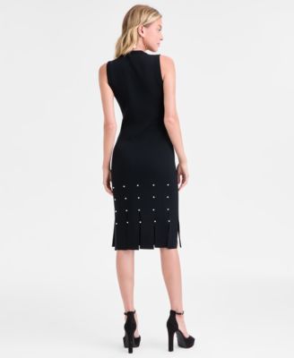 Carwash Midi Dress With Pearl Trim