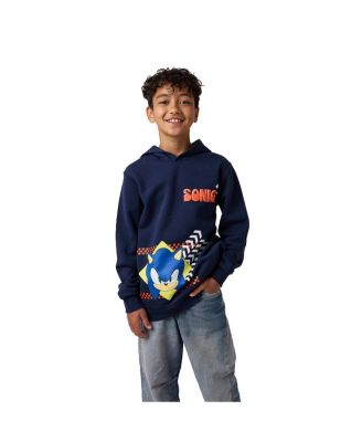 Big Boys Sonic Arrows & Checkered Flags Youth Navy Long Sleeve Hooded Sweatshirt-8
