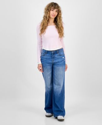 Juniors' Low-Rise Slouchy Flare Jeans 