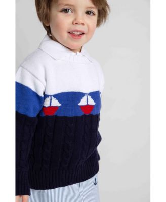 Toddler Boys Sweater With Sailboats