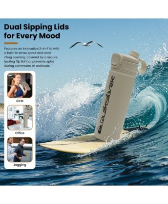 Triple-Walled Insulated Stainless Steel Tumbler with Air-Sealed Straw, Chug & Handle, 12-Hour Cooling