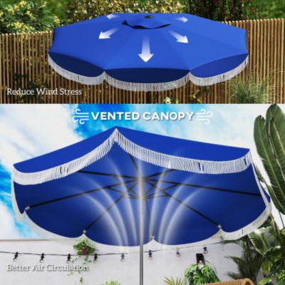 8.8ft Outdoor Umbrella with Crank Patio Umbrella 8 Ribs Push Button Tilt