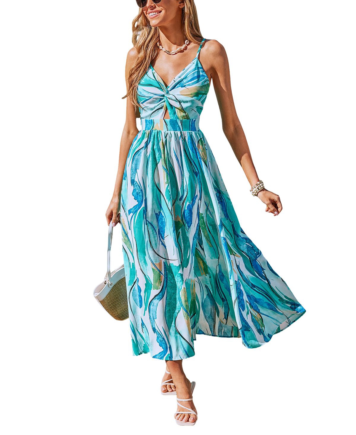 Women's One Abstract Maxi Beach Dress - Blue
