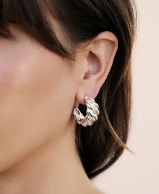 Modern Ribbed Hoops Earrings