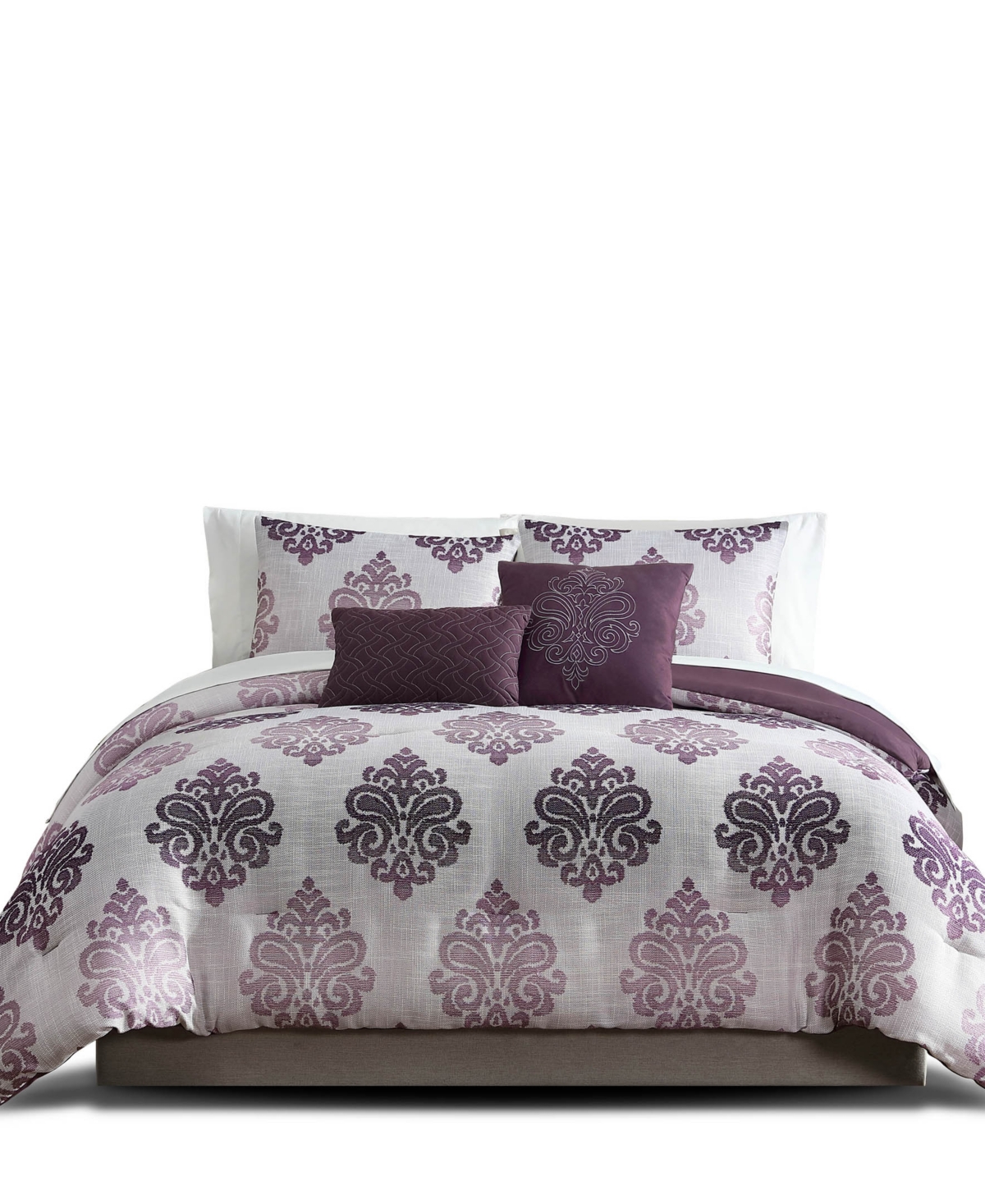 Hallmart Collectibles Morado Damask 9-pc. Comforter Set, King In Purple