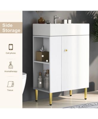 21.6" Bathroom Vanity Combo Cabinet with Single Ceramic Sink and Left Side Storage