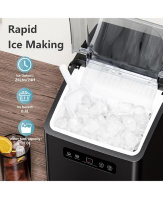 Ice Maker Portable, 26 lbs/day, 9 cubes in 6 mins, Self-Cleaning, Handle, Scoop & Basket, for Home, Kitchen, Camping, RV