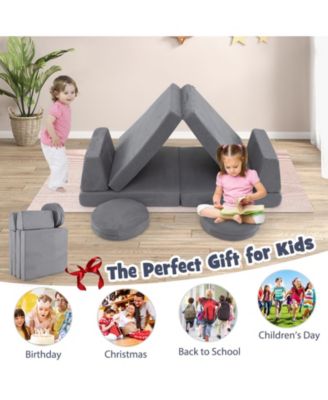 Kids Modular Foam Play Couch Set of 6 – Soft Climbing and Seating Furniture with Washable Covers