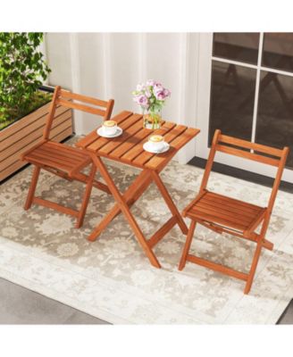 Space-Saving 3-Piece Outdoor Seating Set with Foldable Chairs and Coffee Table – Ideal for Small Patios