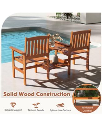 2-Piece Outdoor Bistro Set with Table and Built-In Umbrella Hole For Patio