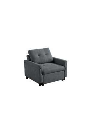 35"W Dark Gray Woven Convertible Armchair