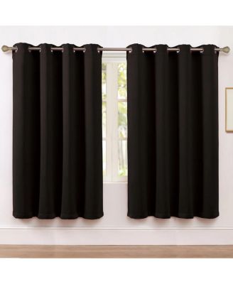 Set of 2 Thermal Room Darkening Grommet Top Curtains For Small Windows