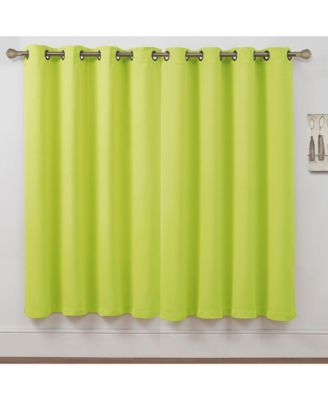 Set of 2 Thermal Room Darkening Grommet Top Curtains For Small Windows