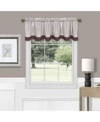 Living Country Farmhouse Striped Window Valance Curtain Treatments - 58 in. W x 14 in. L, Burgundy