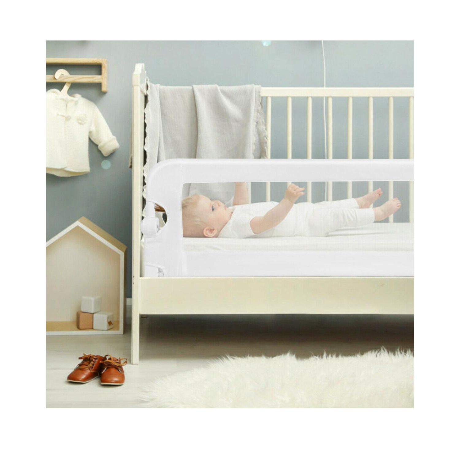 Extra Long Foldable Bed Guard Rail for Children, Easy to Install and Store