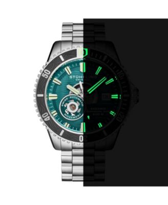 1013 Men s Automatic Watch Swiss Movement Turquoise Dial Gunmetal Bezel Stainless Steel Bracelet 200M Water Resistant Diver Date Window