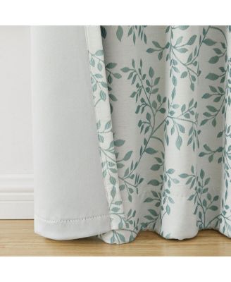 1 Piece Floral Leaf Light Reducing & Thermal Linen Blend Window Curtain Panel - 84 in. Long - Taupe/Beige