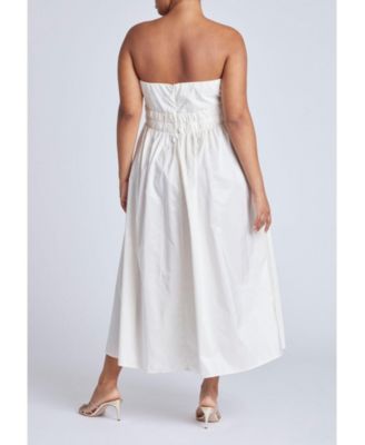 Women's Pleated Ruffle Neckline Midi Dress