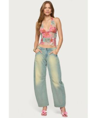 Women's Catie Printed Mesh Halter Top