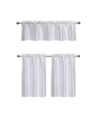 Parisian Living Complete 3 Piece Lightweight Sheer Cafe Kitchen Curtain Tier and Valance Set