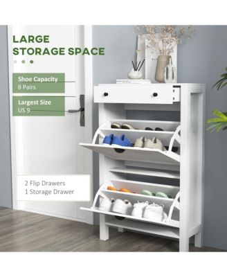 Shoe Storage Cabinet with 2 Flip Drawers for 8 Pairs of Shoes