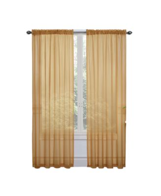 2 Piece Basic Sheer Voile Rod Pocket Window Curtains - Gold, 84 in. Long