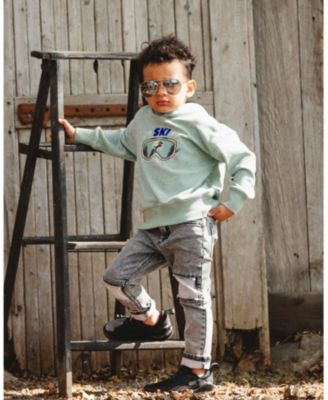 Boy French Terry Black Denim Pants with Contrasting Patch - Toddler|Child
