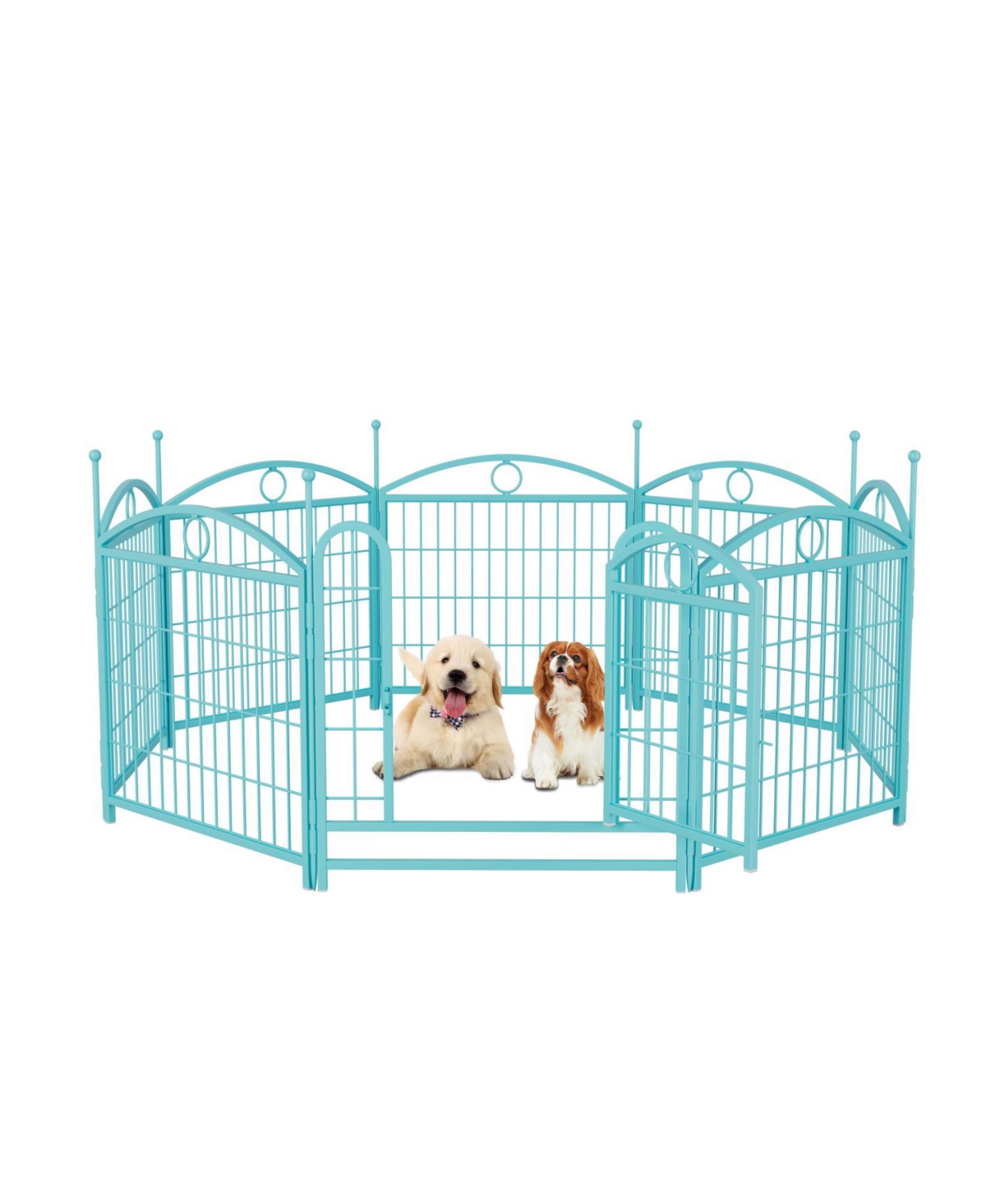 Dog Playpen 24&#x22; 8 Panel Metal Pet Fence - Blue