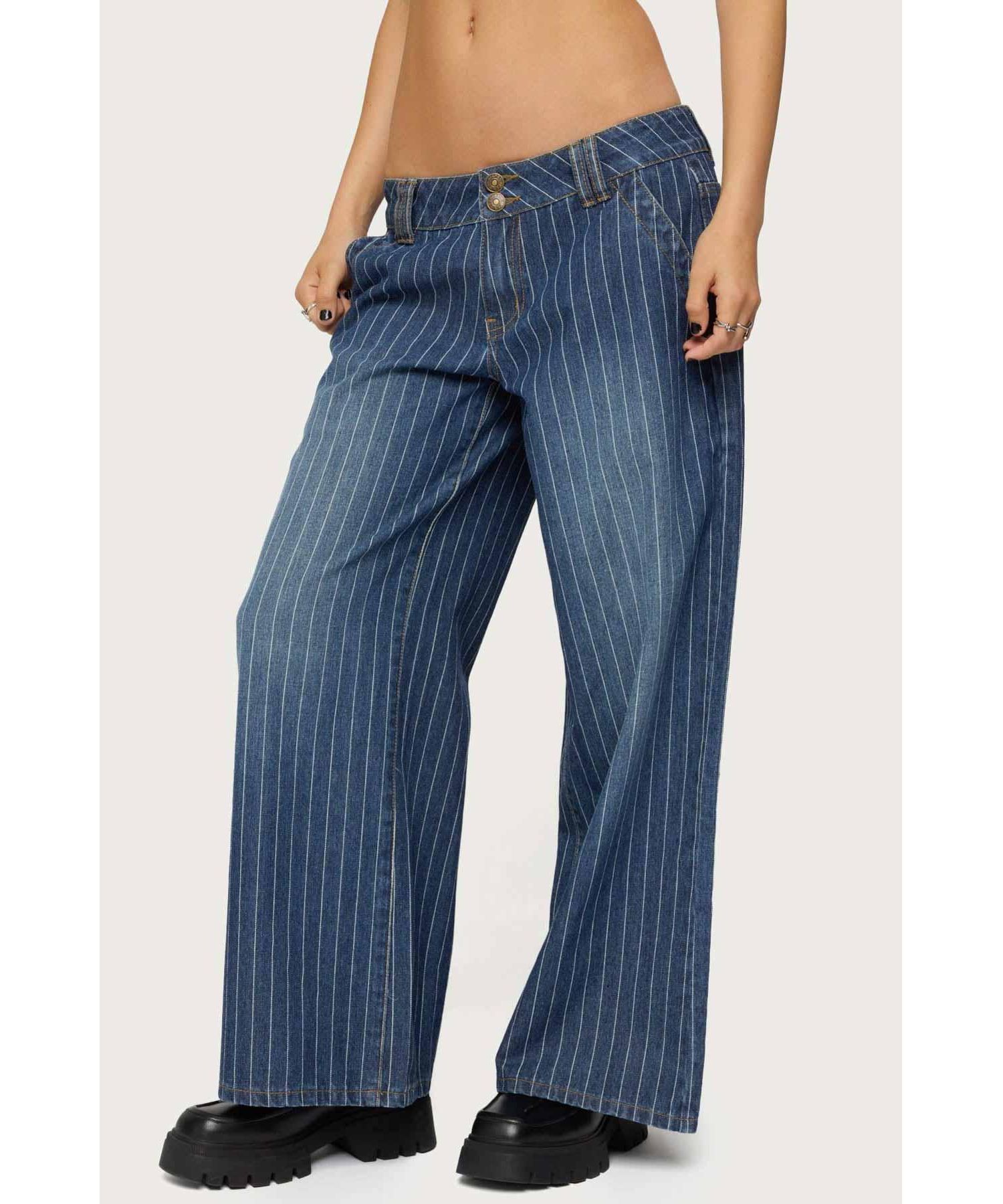 Women's Cory Striped Low Rise Baggy Jeans