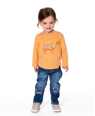 Baby Girls Jeans Blue Denim with Embroideries