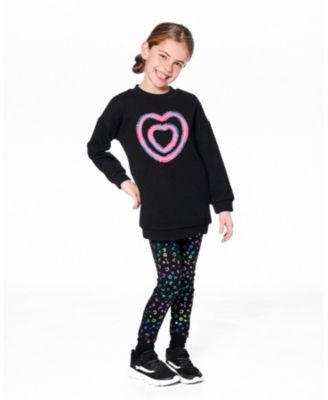 Girl Fleece Jacquard Tunic Black with Heart Applique - Toddler|Child