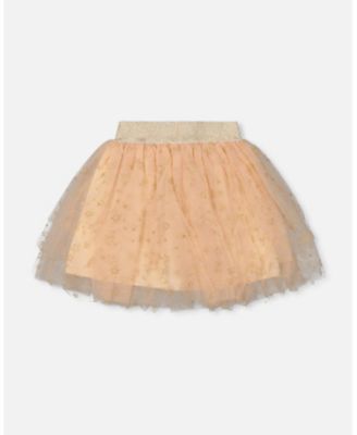 Girl Multi Layer Glittering Mesh Skirt Beige - Toddler|Child