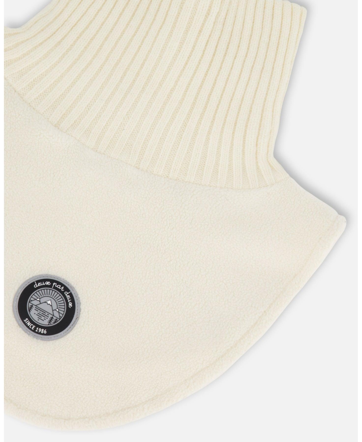 Deux par Kids Unisex Polar Fleece and Knit Neckwarmer Off-White - Toddler|Child