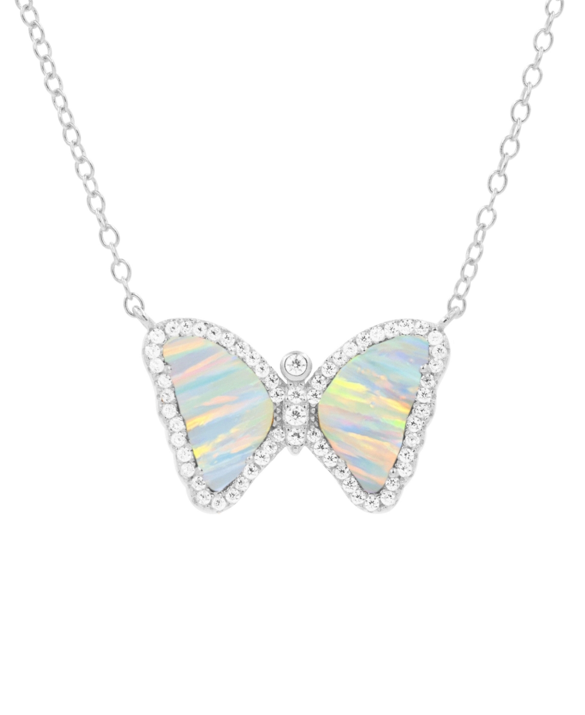 Mini Butterfly Necklace with Lab-Grown Opal in Sterling Silver - Indigo opal