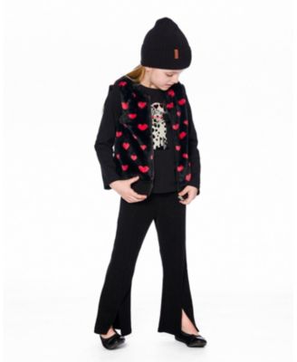 Girl Ribbed Leggings Bootleg with Slit Black - Child