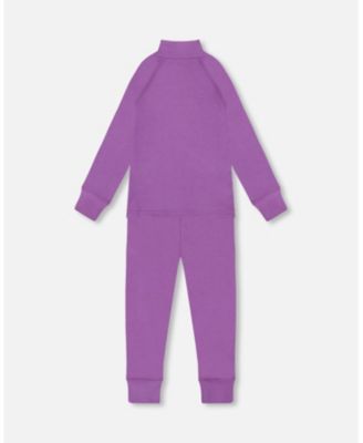Kids Unisex Two-Piece Thermal Underwear Set Lavender