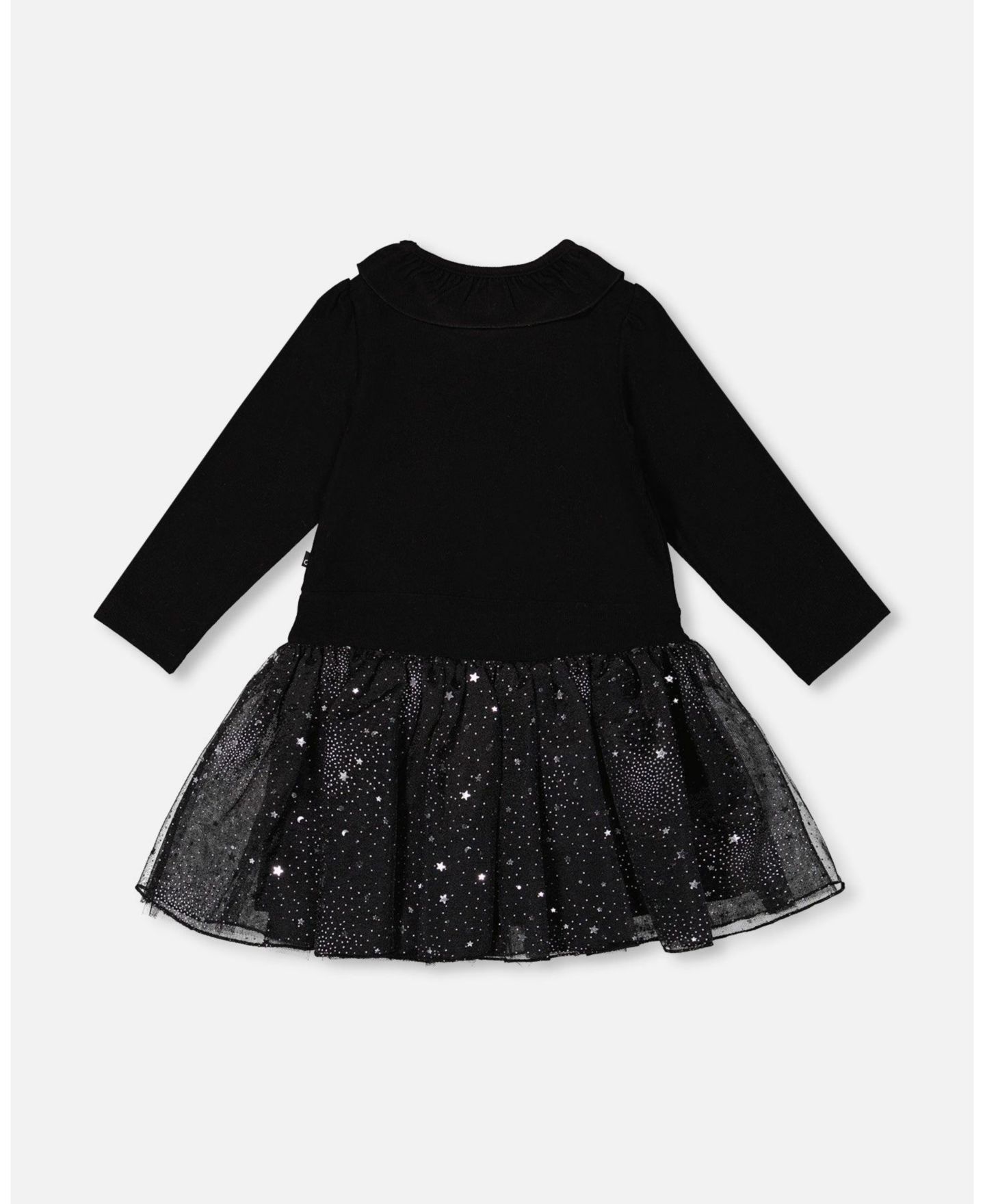 Платье Deux par Deux Bi-Material Dress with Glittering Skirt Black - Toddler Child для девочек, цвет: Чёрный — фото 2