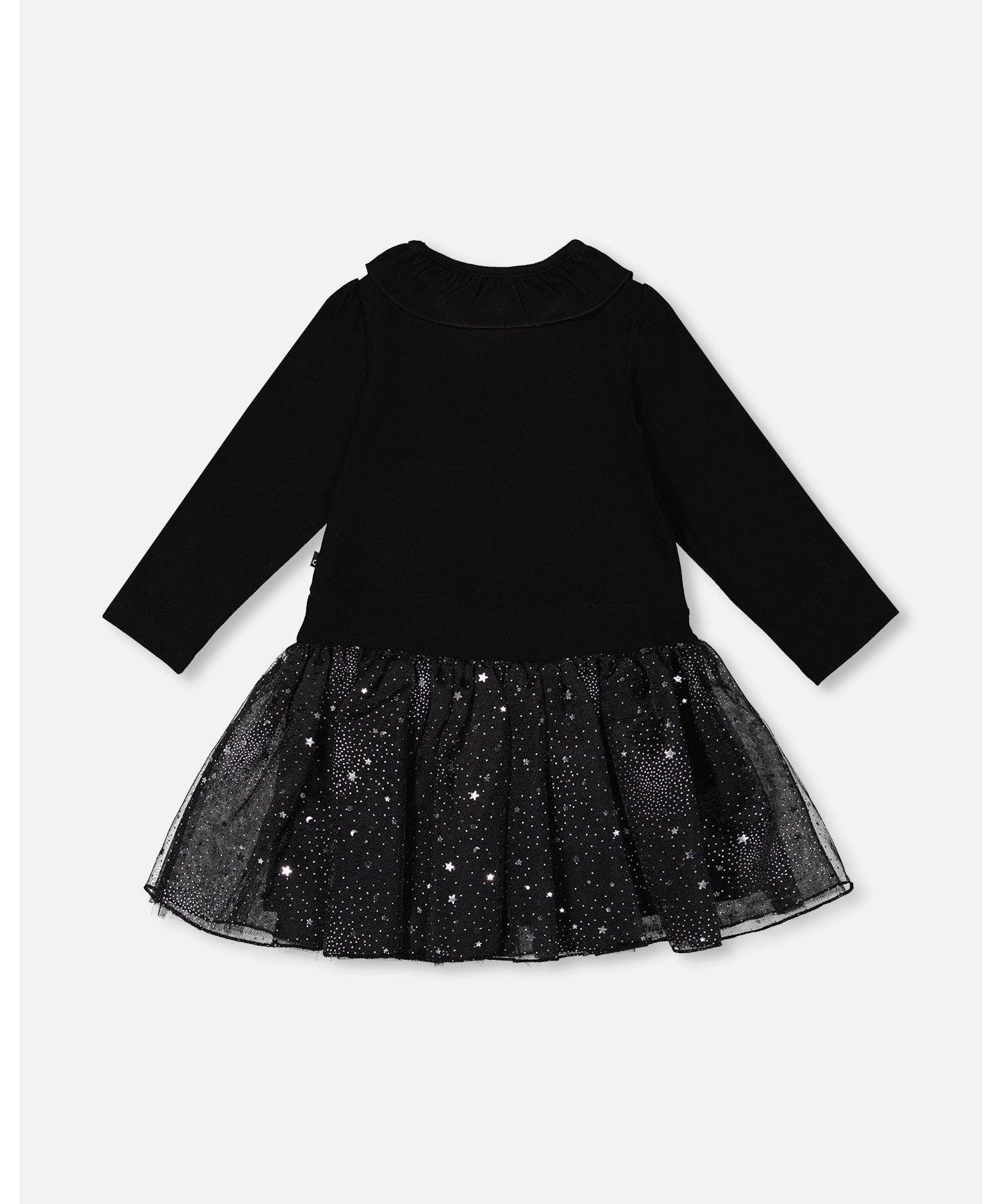 Girl Bi-Material Dress with Glittering Skirt Black - Toddler|Child
