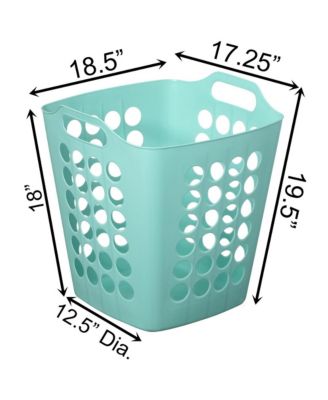 Flexible Plastic Carry Laundry Basket Holder Square Storage Hamper with Side Handles