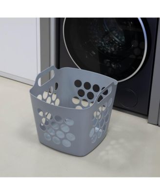 Flexible Plastic Carry Laundry Basket Holder Square Storage Hamper with Side Handles