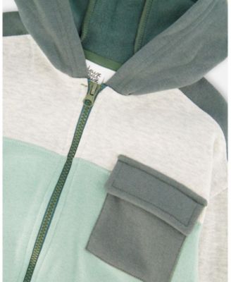 Boy Full Zip Fleece Color Block Sweatshirt Green Gray - Toddler|Child