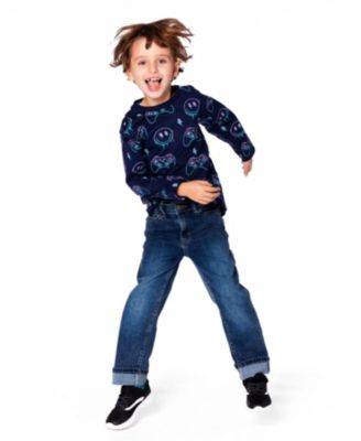 Boy Stretch Jeans Dark Blue with Rolled Cuffs - Child