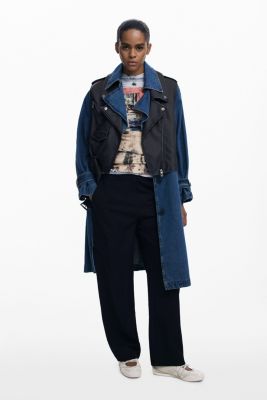 Women's Detachable denim trench coat