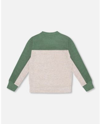 Boy Long Sleeve Super Soft Brushed Jersey Top Color Block Heather Beige - Toddler|Child