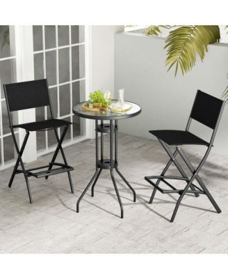 Outdoor Bar Chair Folding Bar Height Stool with Metal Frame
