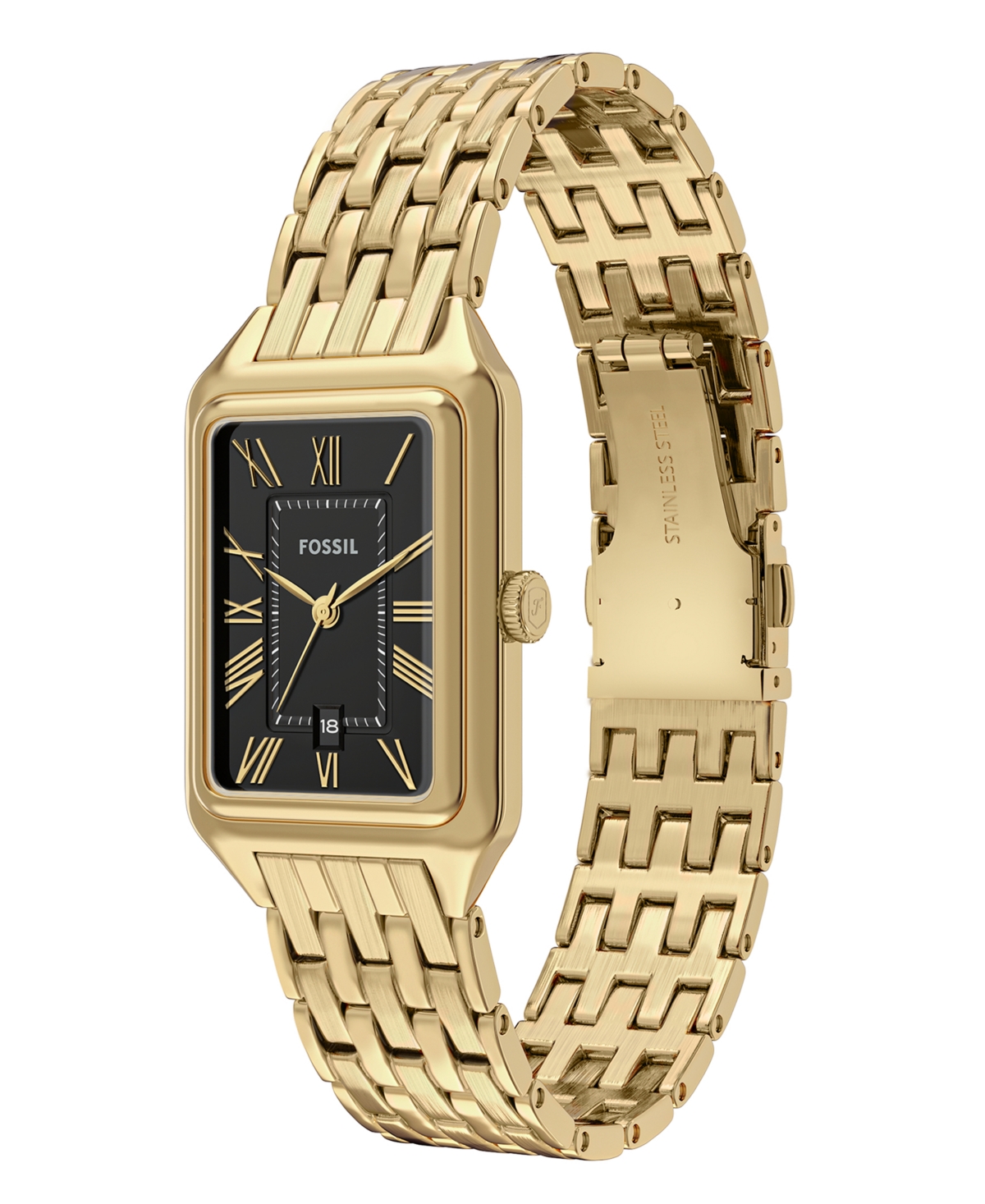 Fossil Women's Raquel Three-hand Date Gold-tone Stainless Steel Watch, 23mm In Gold